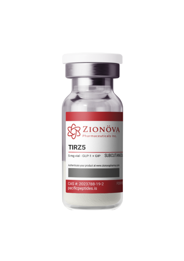 TIRZ5 tirzepatide peptide vial, front view