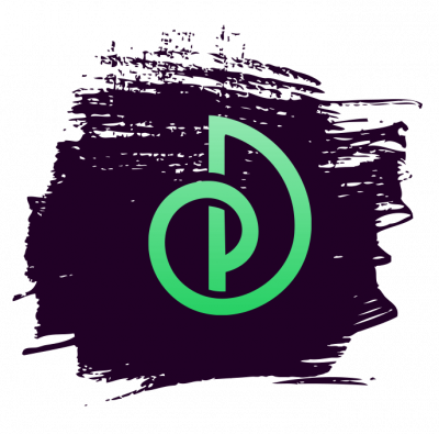 Pacific Peptides Logo On Purple Brushstroke, Front Facing